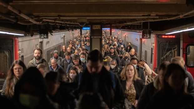 Commuters at Grand Central Terminal in New York. Photographer: Jeenah Moon/Bloomberg