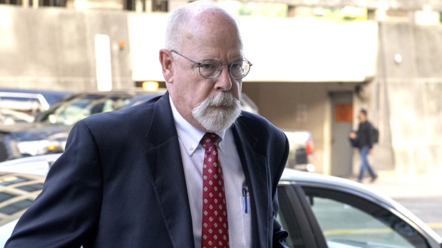 WASHINGTON, DC - MAY 17: (NY & NJ NEWSPAPERS OUT) Special Counsel John Durham, who then-United States Attorney General William Barr appointed in 2019 after the release of the Mueller report to probe the origins of the Trump-Russia investigation, arrives for his trial at the United States District Court for the District of Columbia on May 17, 2022 in Washington, DC. (Photo by Ron Sachs/Consolidated News Pictures/Getty Images)