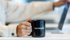 A mug at a WeWork co-working office space in the Waterloo district in London, U.K. on Monday, Aug. 2, 2021. A survey this month showed that just 17% of London’s white-collar workers want a full-time return, and many said it’d take a pay rise to get them back five days a week. Photographer: Jason Alden/Bloomberg
