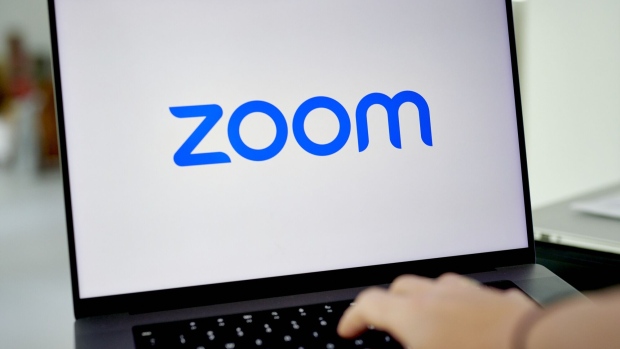 The Zoom logo on a laptop arranged in Germantown, New York, US, on Saturday, May 13, 2023. Zoom Video Communications Inc. is scheduled to release earnings figures on May 23. Photographer: Gabby Jones/Bloomberg