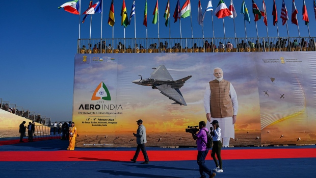 The Aero India 2023 air show and exhibition in Bengaluru in February. Photographer: Prakash Singh/Bloomberg