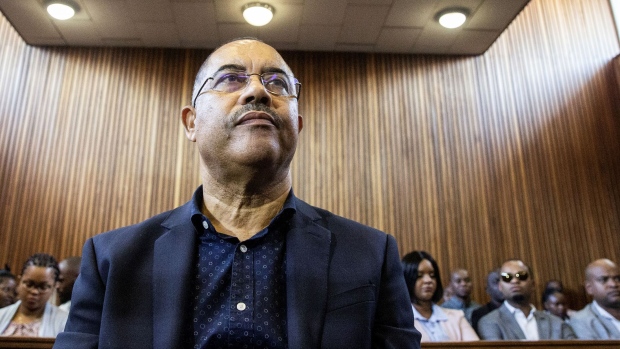Manuel Chang, former finance minister of Mozambique, appears at the Kempton Park Magistrates court to fight extradition to the United states on January 8 2019 in Kempton Park, South Africa.  Photographer: Wikus De Wet/AFP/Getty Images