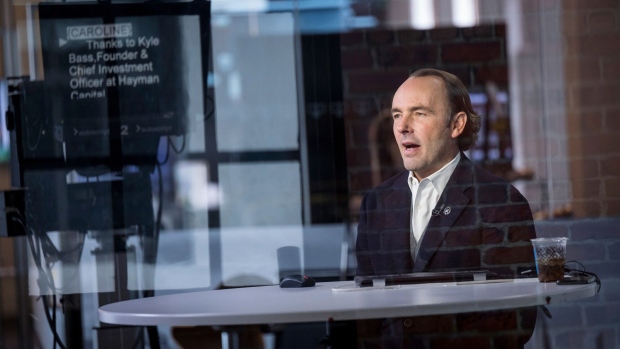 Kyle Bass, chief investment officer of Hayman Capital Management LP, speaks during a Bloomberg Television interview in San Francisco, California, U.S., on Monday, Feb. 11, 2019. Bass said he is sticking with his call for a recession in 2020 as the tax cut bump fades. Photographer: David Paul Morris/Bloomberg