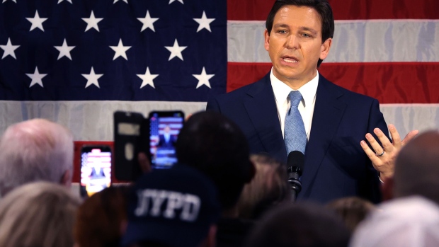 NEW YORK, NEW YORK - FEBRUARY 20: Florida Gov. Ron DeSantis speaks to police officers about protecting law and order at Prive catering hall on February 20, 2023 in the Staten Island borough of New York City. DeSantis, a Republican, is expected by many to announce his candidacy for president in the coming weeks or months. (Photo by Spencer Platt/Getty Images)