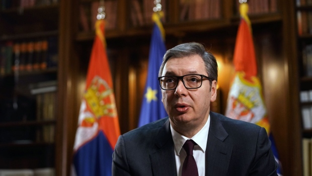 Aleksandar Vucic, Serbia's president, during an interview in his office in Belgrade, Serbia, on Tuesday, Jan. 17, 2023. Vucic dismissed territorial claims in Ukraine by Vladimir Putin and predicted the "worst is yet to come" for the conflict as both sides dig in.