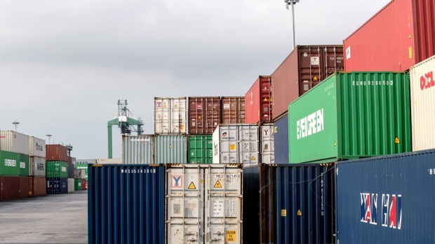 Containers sit stacked at Hai Phong Port, operated by Port of Hai Phong JSC, in Hai Phong, Vietnam, on Friday, June 14, 2019. The Southeast Asian country's reported shipments to the U.S. have jumped this year as China's have slumped. While there's evidence that some of those gains are due to shifting supply chains, analysts have questioned how much of the recent surge is legitimate. Photographer: Yen Duong/Bloomberg