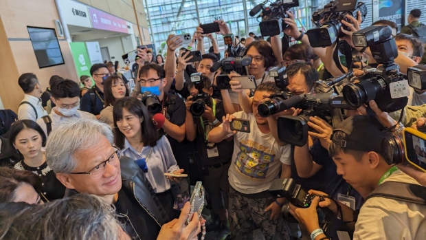 Jensen Huang in Taipei on May 30. Photographer: Vlad Savov/Bloomberg