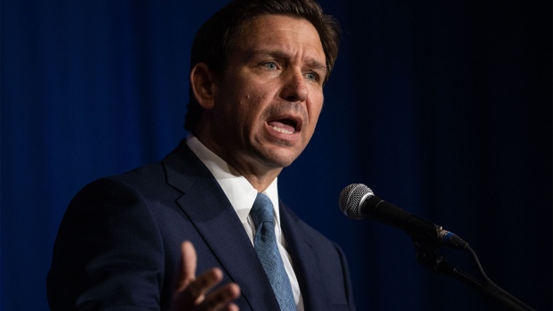 MANCHESTER, NH - APRIL 14: Florida Gov. Ron DeSantis (R-FL) delivers remarks during the New Hampshire GOP's Amos Tuck Dinner on April 14, 2023 in Manchester, New Hampshire. During his first trip to the state, DeSantis spoke before over 500 attendees at the annual Amos Tuck fundraising dinner for the New Hampshire Republican Party. (Photo by Scott Eisen/Getty Images)