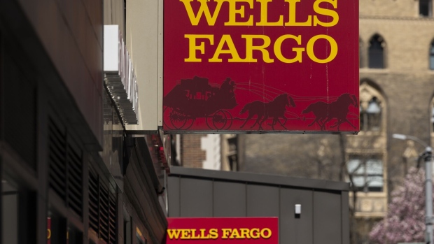 A Wells Fargo bank branch in New York, US, on Wednesday, March 29, 2023. Wells Fargo & Co. is scheduled to release earnings figures on April 14. Photographer: Angus Mordant/Bloomberg