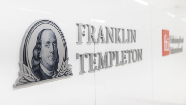 Signage at the Franklin Templeton Investments offices in New York, US, on Tuesday, July 12, 2022. With companies now taking longer to go public, CEO Jenny Johnson wants to bring more private investment opportunities to everyday customers. Photographer: Jeenah Moon/Bloomberg