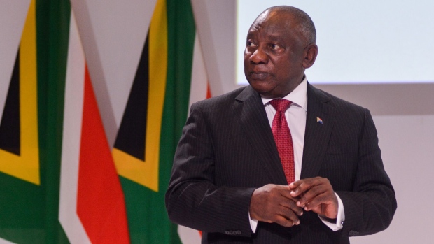 Cyril Ramaphosa, South Africa's president, during the South Africa Investment Conference in Johannesburg, South Africa, on Thursday, April 13, 2023. Today's conference starts as data this week showed that the South African economy has probably entered a technical recession.