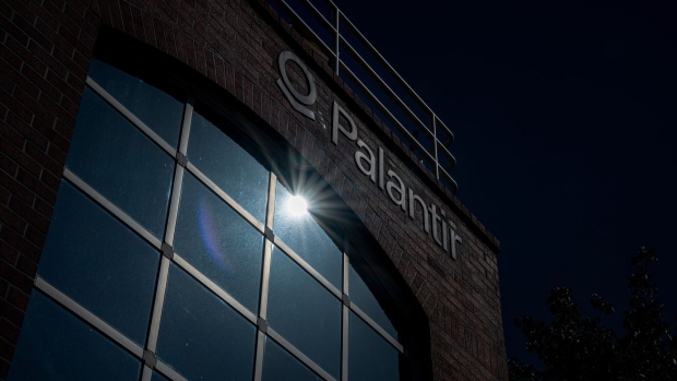 Palantir headquarters in Palo Alto, California, US, on Wednesday, May 10, 2023. Palantir Technologies Inc. rallied as much as 21% in premarket trading Tuesday after giving a strong earnings forecast and saying that demand for its new artificial intelligence tool due this month is "without precedent." Photographer: David Paul Morris/Bloomberg