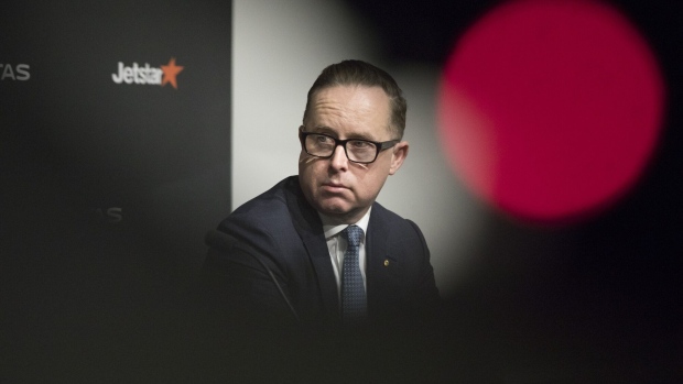 Alan Joyce, outgoing chief executive officer of Qantas Airways Ltd., during a news conference in Sydney, Australia, on Tuesday, May 2, 2023. Qantas named Vanessa Hudson as its new chief executive officer, making her the first woman to lead the airline in its 103-year history. Photographer: Brent Lewin/Bloomberg