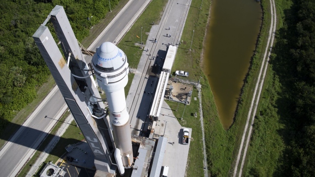 CAPE CANAVERAL, FL - JULY 29: In this NASA handout, A United Launch Alliance Atlas V rocket with Boeings CST-100 Starliner spacecraft onboard is seen as it is rolled out of the Vertical Integration Facility to the launch pad at Space Launch Complex 41 ahead of the Orbital Flight Test-2 (OFT-2) mission, Thursday, July 29, 2021 at Cape Canaveral Space Force Station in Florida. Boeings Orbital Flight Test-2 will be Starliners second uncrewed flight test and will dock to the International Space Station as part of NASA's Commercial Crew Program. The mission, currently targeted for launch at 2:53 p.m. EDT Friday, July 30, will serve as an end-to-end test of the system's capabilities. Photo Credit: (NASA/Joel Kowsky)