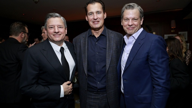 Ted Sarandos, left, and Greg Peters, right. Photographer: Emma McIntyre/Getty Images