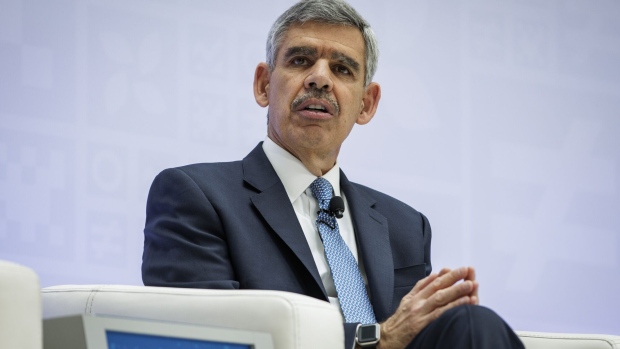 Mohamed Aly El-Erian, chief economic advisor for Allianz SE, at an event during the spring meetings of the International Monetary Fund (IMF) and World Bank in Washington, DC, US, on Friday, April 14, 2023. The IMF trimmed its global-growth projections, warning of high uncertainty and risks as financial-sector stress adds to pressures emanating from tighter monetary policy.
