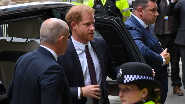 Prince Harry arrives at court in London on June 6. Photographer: Chris J. Ratcliffe/Bloomberg