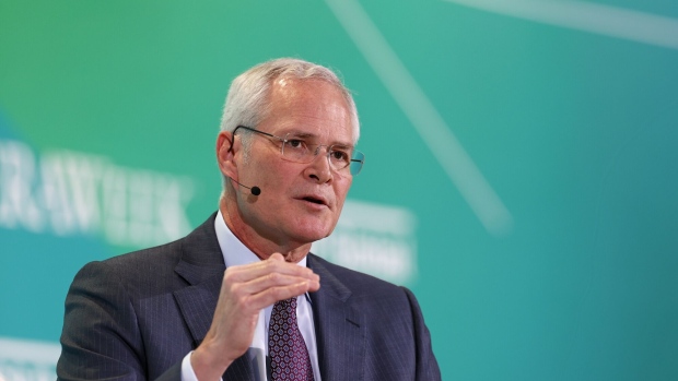 Darren Woods, chairman and chief executive officer of Exxon Mobil Corp., speaks during the 2023 CERAWeek by S&P Global conference in Houston, Texas, US, on Tuesday, March 7, 2023. The global energy industry is facing a welter of uncertainty and change -- driven by the effects of the global pandemic; shifting geopolitics and a war launched by one of the world's major energy powers; high energy prices; supply chain and infrastructure constraints; and economic instability. Photographer: Aaron M. Sprecher/Bloomberg