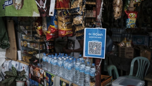 A QR code for GCash mobile payment is displayed at a store in Quezon City, the Philippines, on Dec. 2, 2022. The Philippines is expected to announce its consumer price index on December 6. Photograph: Veejay Villafranca/Bloomberg Photographer: Veejay Villafranca/Bloomberg