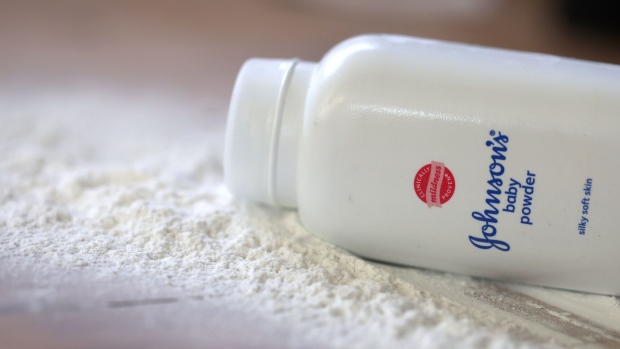 SAN ANSELMO, CALIFORNIA - APRIL 05: In this photo illustration, a container of Johnson and Johnson baby powder is displayed on April 05, 2023 in San Anselmo, California. Johnson & Johnson announced an agreement on Tuesday to pay $8.9 billion to tens of thousands of people who say the company’s talcum powder products caused cancer. (Photo Illustration by Justin Sullivan/Getty Images)