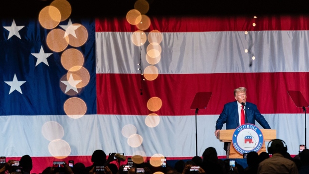 Former President Donald Trump speaks during the Georgia GOP State Convention in Columbus, Georgia, on Saturday, June 10, 2023.