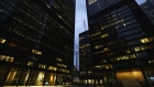Office towers light up in the evening in the financial district of Toronto, Ontario, Canada, on Friday, May 22, 2020. Whether the PATH, a subterranean network that provides connections between major commuter stations, over 80 properties, including the headquarters of Canada's five largest banks, and 1,200 retail spots, can return to its glory days will depend initially on how quickly Bay St. firms return workers to their offices. Photographer: Cole Burston/Bloomberg