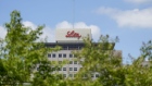 Eli Lilly headquarters in Indianapolis, Indiana, US, on Wednesday, May 3, 2023. Eli Lilly & Co.'s shares climbed in early US trading after its experimental drug for Alzheimer's slowed the progress of the disease in a final-stage trial, paving the way for the company to apply for US approval.