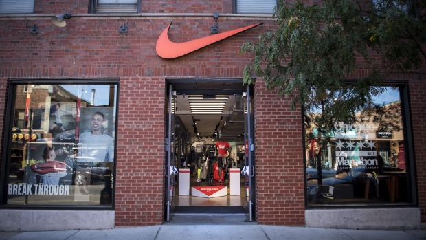 A Nike Inc. store stands in Chicago, Illinois, U.S., on Sunday, Sept. 24, 2017. Nike Inc. is scheduled to release earnings figures on September 26. Photographer: Christopher Dilts/Bloomberg
