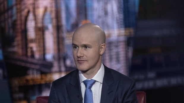 Brian Armstrong, chairman and chief executive officer of Coinbase Global Inc., during a Bloomberg Television interview in New York, US, on Wednesday, March 1, 2023. Armstrong said crypto can help improve the American financial system and discussed working with lawmakers to come up with a "clear rule book." Photographer: Victor J. Blue/Bloomberg