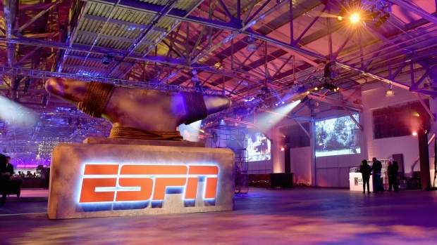 SAN FRANCISCO, CA - FEBRUARY 05: A view of the logo during ESPN The Party on February 5, 2016 in San Francisco, California. (Photo by Mike Windle/Getty Images for ESPN)