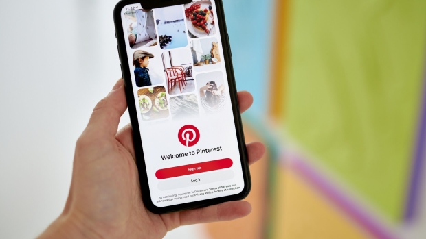 The Pinterest app on a smartphone arranged in Germantown, New York, US, on Monday, July 17, 2023. Pinterest Inc. is scheduled to release earnings figures on August 1. Photographer: Gabby Jones/Bloomberg