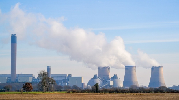 Cooling towers at Drax Power Station, operated by Drax Group Plc, where coal-fired units 5 and 6 have been put on standby to generate electricity supplies during a cold snap, near Selby, UK, on Monday, Jan. 23, 2023. Drax Power station is one of three stations that negotiated a winter contingency contract with National Grid Plc for this winter following a request from the government.