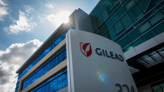 Signage is displayed outside Gilead Sciences Inc. headquarters in Foster City, California, U.S., on Thursday, March 19, 2020. Gilead Sciences stock jumped as much as 7% on Thursday, reaching a two-year high, as a Piper Sandler analyst doubled down on his call on the approval prospects for the biotech company's experimental therapy for the pandemic now sweeping the U.S.