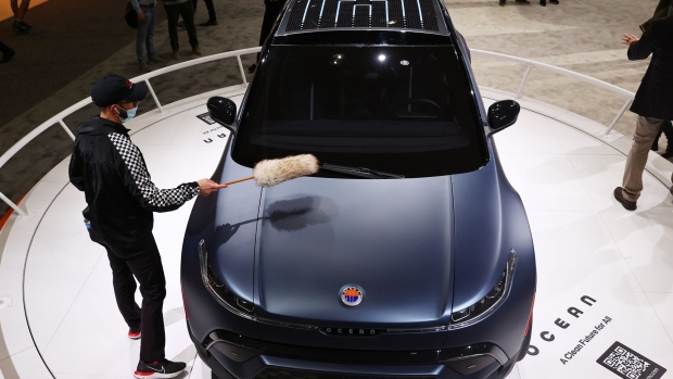 A Fisker Ocean all-electric SUV. Photographer: Mario Tama/Getty Images
