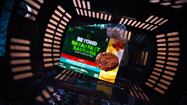 A package of Beyond Meat breakfast sausage arranged in a grocery store in Ardsley, New York, US, on Tuesday, May 9, 2023. Beyond Meat Inc. is scheduled to release earnings figures on May 10.