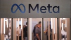 Meta logo on a sign
