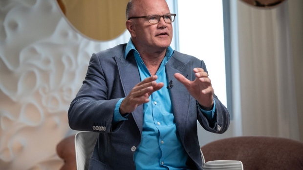 Michael Novogratz, founder and chief executive officer of Galaxy Digital LP, during an interview on an episode of Bloomberg Wealth with David Rubenstein in New York, US, on Wednesday, July 26, 2023. Novogratz predicted the US will approve Bitcoin exchange-traded funds.