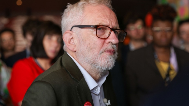 Jeremy Corbyn, former leader of the Labour Party, at a meet and greet fringe event during the annual Labour Party conference in Brighton, U.K., on Tuesday, Sept. 28, 2021. U.K.'s opposition party leader Keir Starmer is hosting his first major in-person gathering since he was elected leader in April 2020.