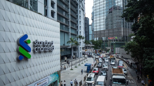 A Standard Chartered Plc bank branch in Hong Kong, China, on Tuesday, Feb. 14, 2023. Standard Chartered is scheduled to release earnings results on Feb. 16.