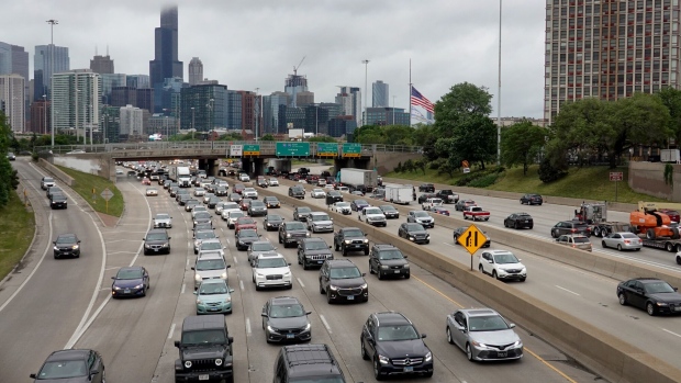CHICAGO, ILLINOIS - MAY 28: Motorists head out for the holiday weekend on May 28, 2021 in Chicago, Illinois. AAA Travel predicts 37 million Americans will travel 50 miles or more from home during the holiday weekend with 34 million by car. (Photo by Scott Olson/Getty Images)
