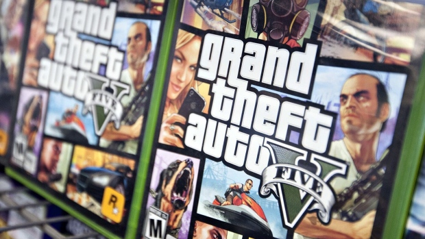 Copies of Grand Theft Auto V.  Photographer: Daniel Acker/Bloomberg