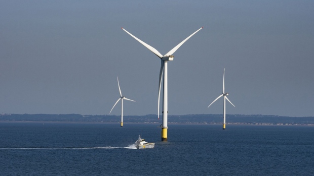 Sea turbines at Burbo Bank in the UK. Photographer: Peter Titmuss/Universal Images Group/Getty Images