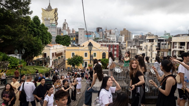 Visitors at the Ruins of St. Paul’s in Macau on Aug. 24.