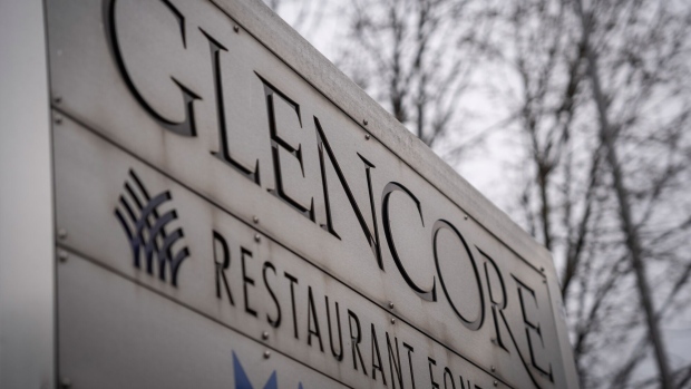 Signage at the Glencore Plc headquarters in Zug, Switzerland, on Tuesday, March 7, 2023. Glencore boss Gary Nagle said his company is the cheapest way to buy exposure to a coming copper boom as he predicted a renewed spree of dealmaking in the mining industry. Photographer: Jose Cendon/Bloomberg