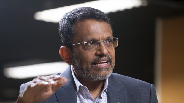 Ravi Menon, managing director of Monetary Authority of Singapore, speaks during an interview in Singapore, on Wednesday, Oct. 26, 2022. According to Menon, Southeast Asia has done a “decent job” of allowing markets to absorb some shocks from an aggressive US monetary tightening while ensuring that currency weakness doesn’t spiral out of control.