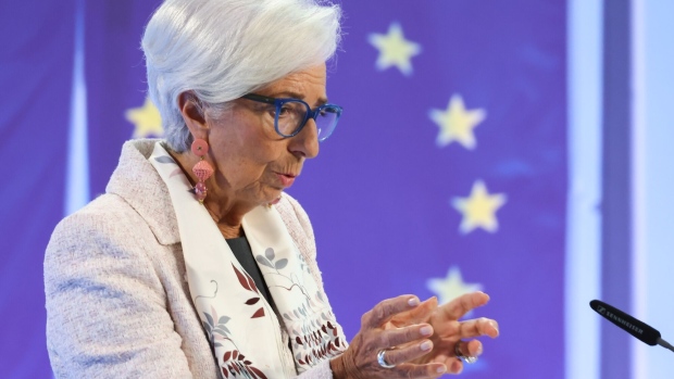 Christine Lagarde, president of the European Central Bank (ECB), at a rates decision news conference in Frankfurt, Germany, on Thursday, July 27, 2023. The European Central Bank lifted interest rates by another quarter-point while keeping options for the next meeting open as its unprecedented hiking campaign nears an end.