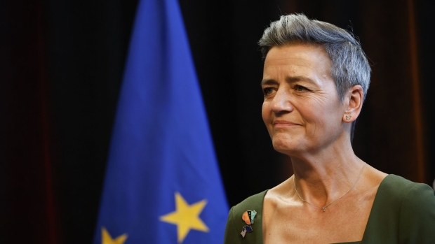 Margrethe Vestager, competition commissioner of the European Commission, at a news conference during the US-EU Trade and Technology Council meeting in College Park, Maryland, US, on Monday, Dec. 5, 2022. The US and the European Union aim to work together to counter what they call non-market policies, including in China, according to a draft statement ahead of the high-level talks taking place today.