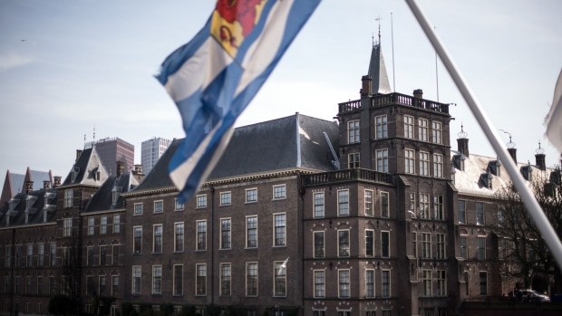 THE HAGUE, NETHERLANDS - MARCH 14: A flag from Zeeland province flies near the Dutch parliament building on March 14, 2017 in The Hague, Netherlands. Campaigning is continuing by all parties ahead of tomorrow's general election in which the right-wing Party for Freedom (PVV), led by Geert Wilders, is expected to do well. (Photo by Carl Court/Getty Images)