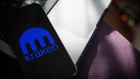 The Kraken logo on a smartphone arranged in Hastings-on-Hudson, New York, US, on Friday, Feb. 10, 2023. Kraken will pay $30 million to settle Securities and Exchange Commission allegations that it broke the agency’s rules with its cryptoasset staking products and will discontinue them in the US as part of the agreement with the regulator.