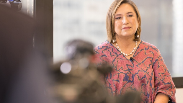 Senator Xochitl Galvez, Mexico’s opposition presidential candidate, during a Bloomberg TV interview in Mexico City, Mexico, on Thursday, Sept. 7, 2023.